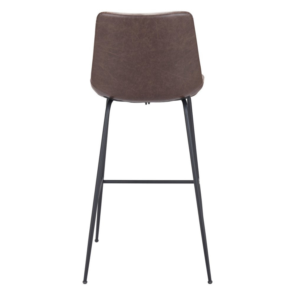 31" Brown and Black Steel Low Back Bar Height Bar Chair