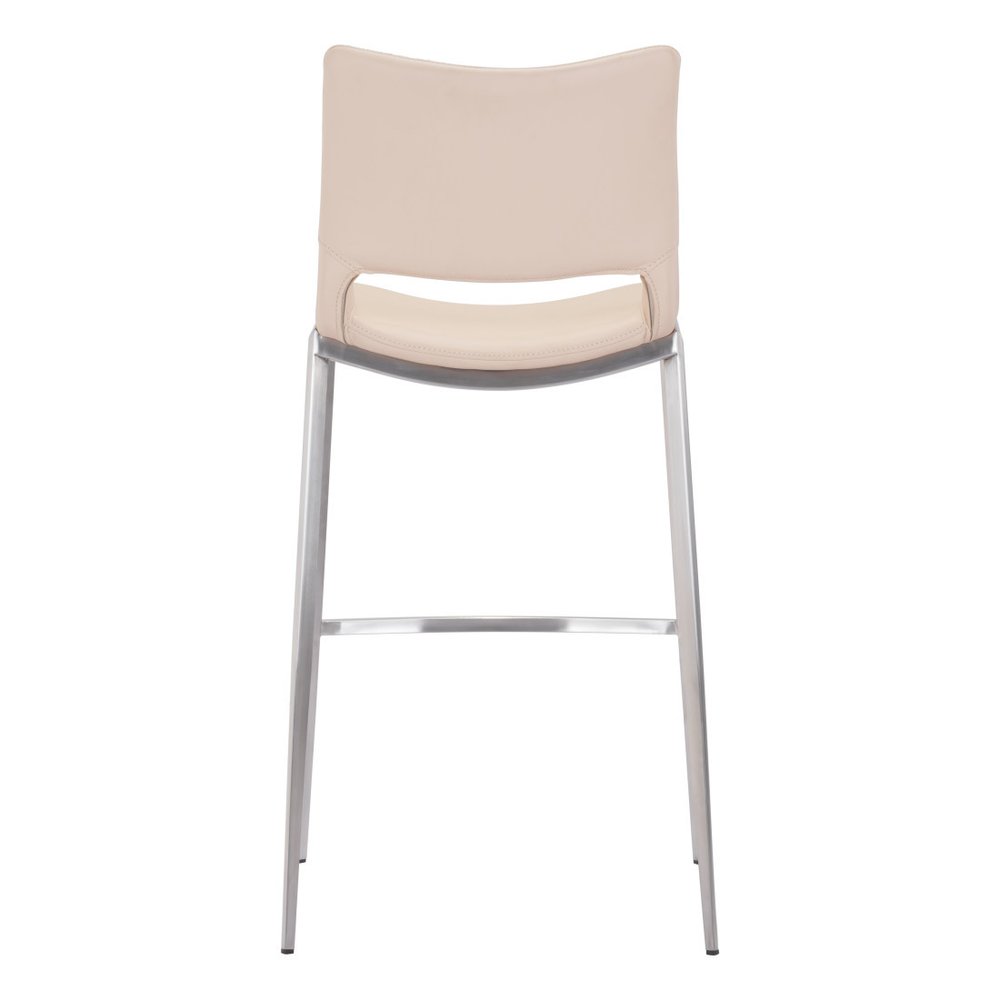 Set of Two 29" Light Pink And Silver Steel Low Back Bar Height Bar Chairs
