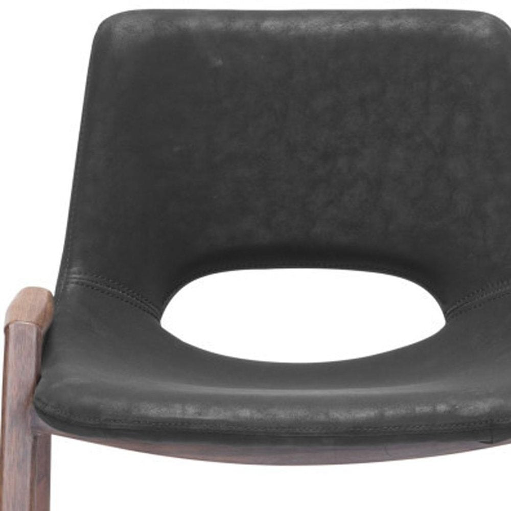 Set of Two 29 " Black And Brown Steel Low Back Bar Height Bar Chairs