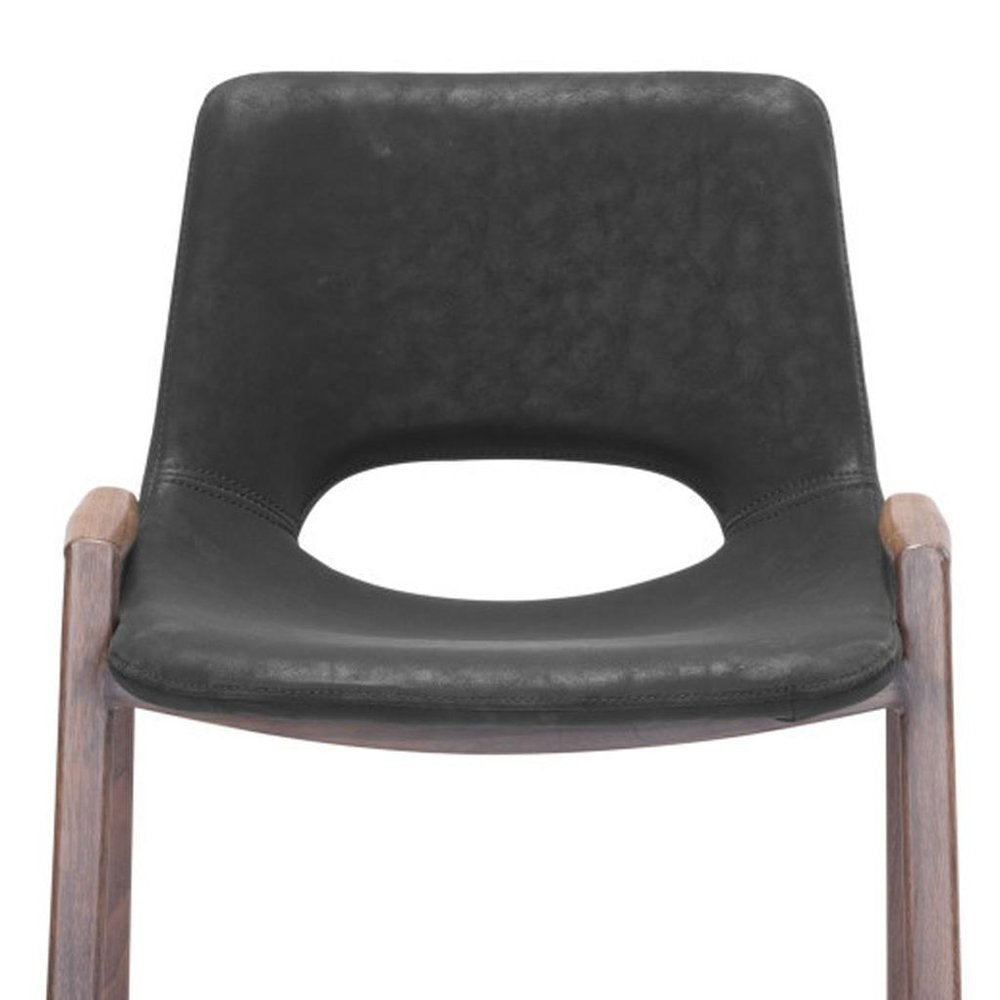 Set of Two 29 " Black And Brown Steel Low Back Bar Height Bar Chairs