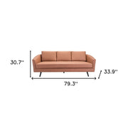 79" Brown Faux Leather Sofa With Black Legs