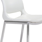 Set of Two 25" White And Silver Steel Low Back Counter Height Bar Chairs