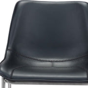 Set of Two 26" Black And Silver Steel Low Back Counter Height Bar Chairs