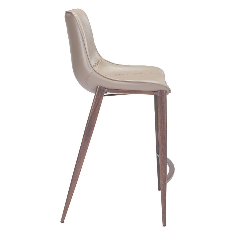 Set of Two 26" Gray and Brown Faux Leather and Steel Low Back Counter Height Bar Chairs