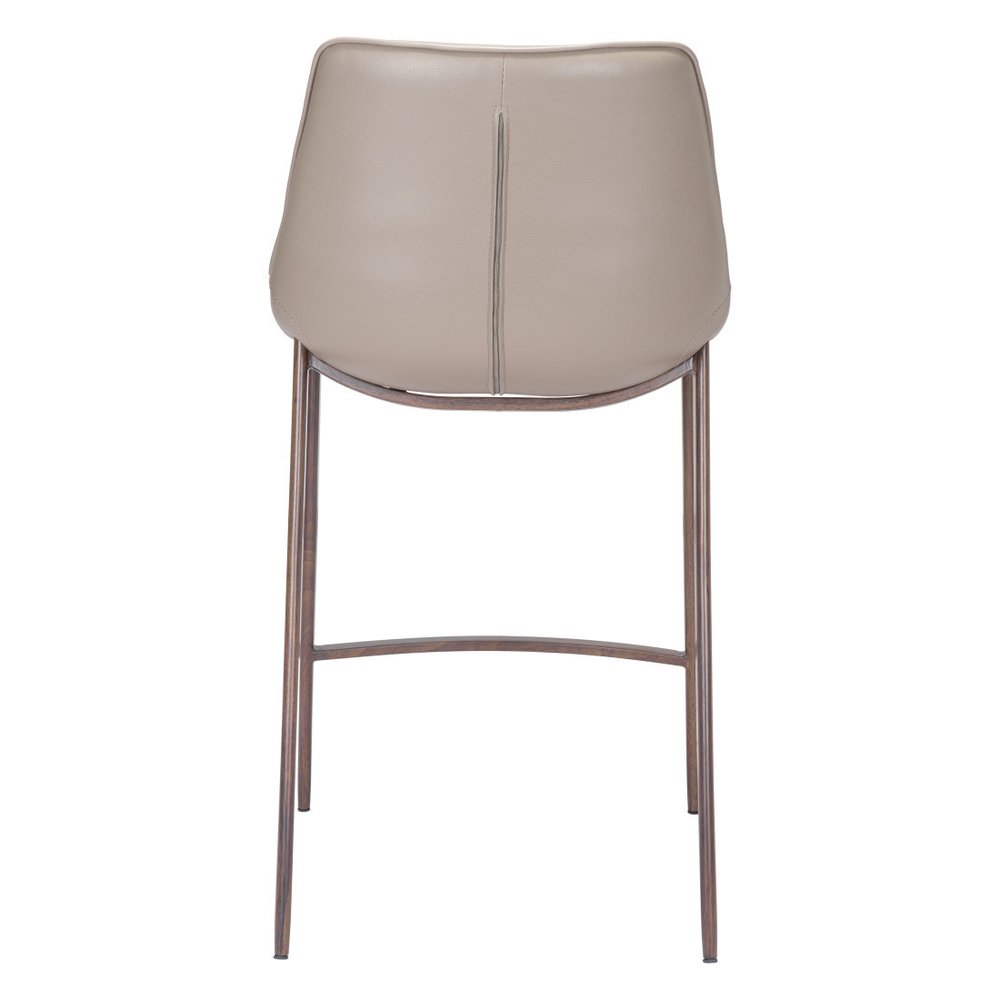Set of Two 26" Gray and Brown Faux Leather and Steel Low Back Counter Height Bar Chairs