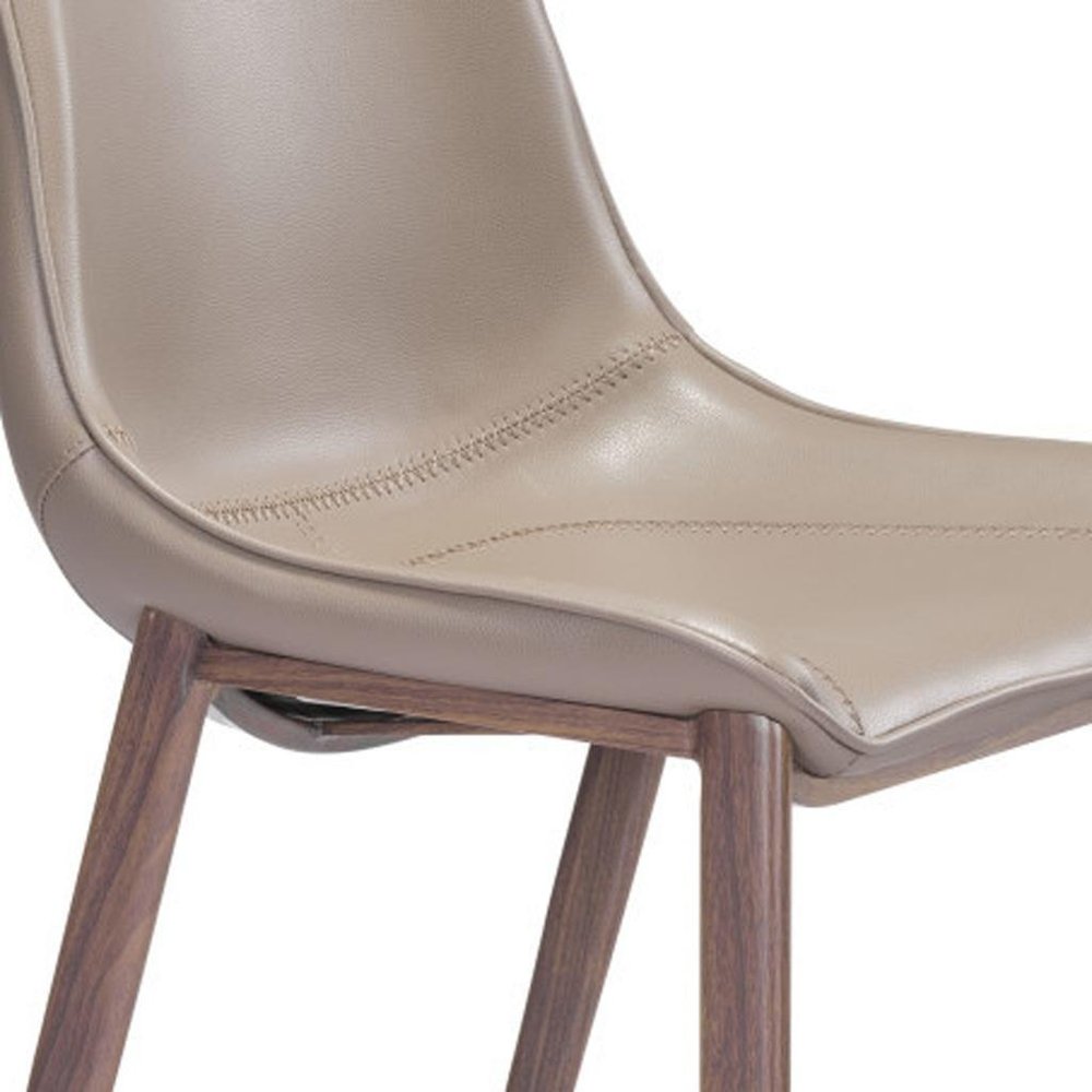 Set of Two 26" Gray and Brown Faux Leather and Steel Low Back Counter Height Bar Chairs