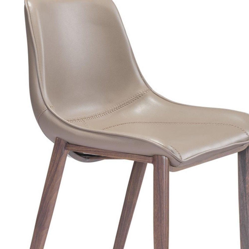 Set of Two 26" Gray and Brown Faux Leather and Steel Low Back Counter Height Bar Chairs
