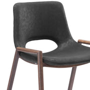 Set of Two 26" Black and Brown Faux Leather and Steel Low Back Counter Height Bar Chairs
