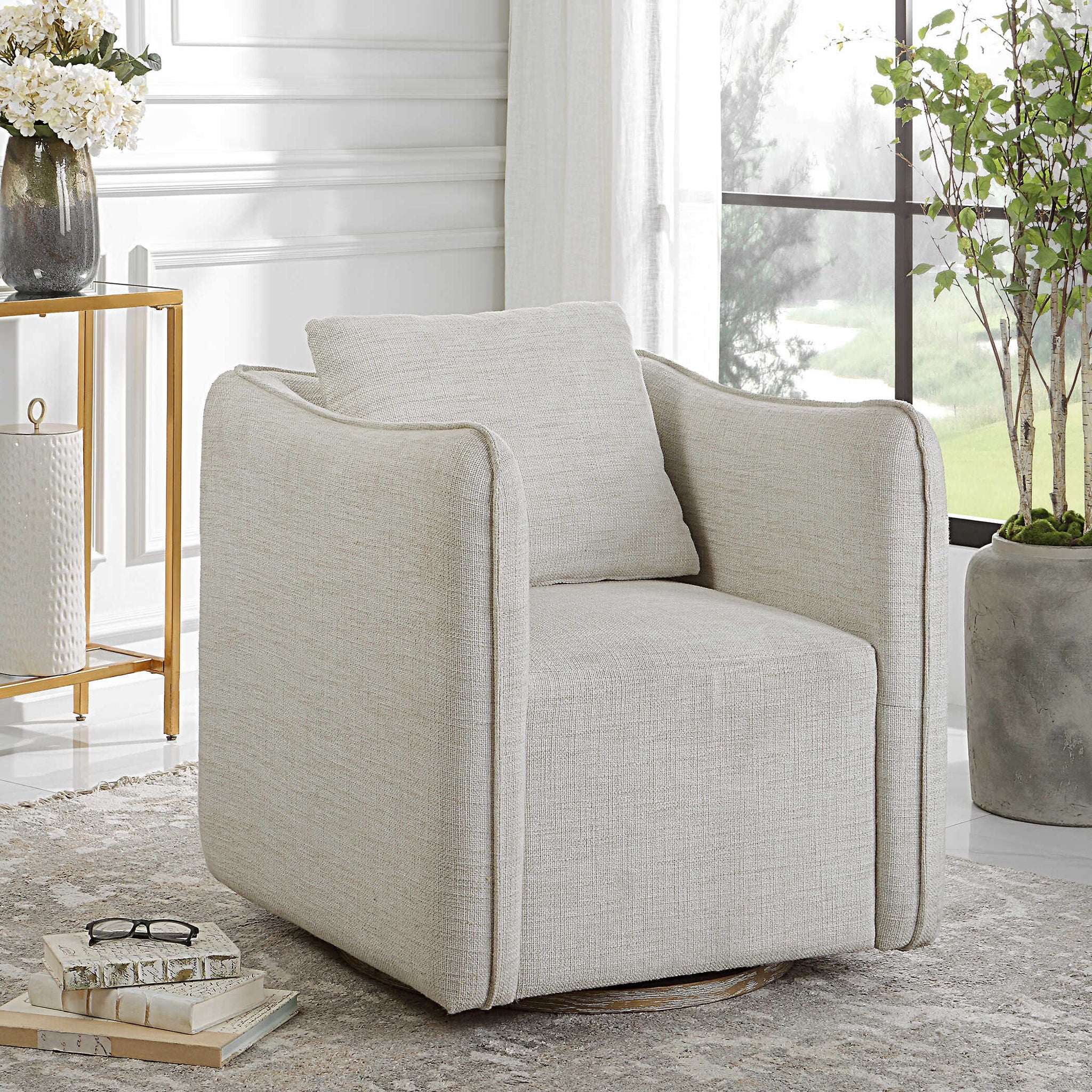 Corben - Swivel Armchair - Silver
