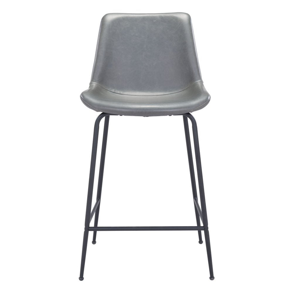 26" Gray And Black Steel Low Back Counter Height Bar Chair