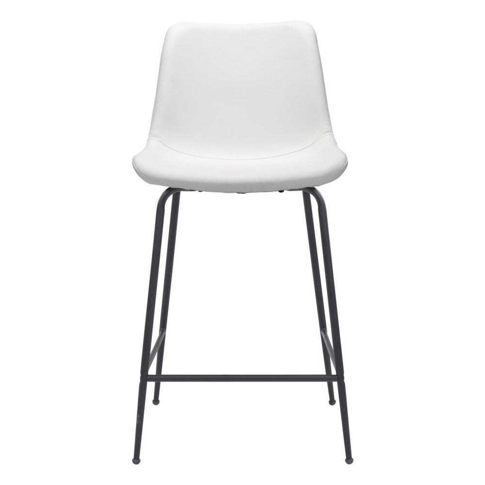 26" White And Black Steel Low Back Counter Height Bar Chair