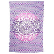 80" X 56" Purple And White Mandala Cotton Hanging Tapestry