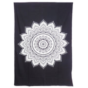 80" X 56" Black And White Mandala Cotton Hanging Tapestry