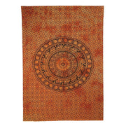Orange And Black Floral Cotton Twin Flat Sheet