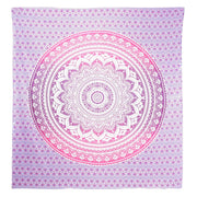 92" X 84" Pink And White Mandala Cotton Hanging Tapestry