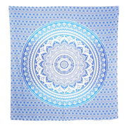 92" X 84" Blue And White Mandala Cotton Hanging Tapestry