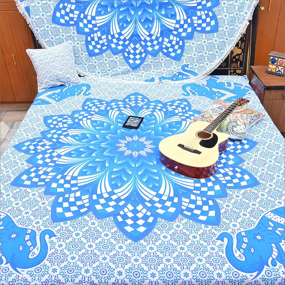 Blue and White Floral Cotton