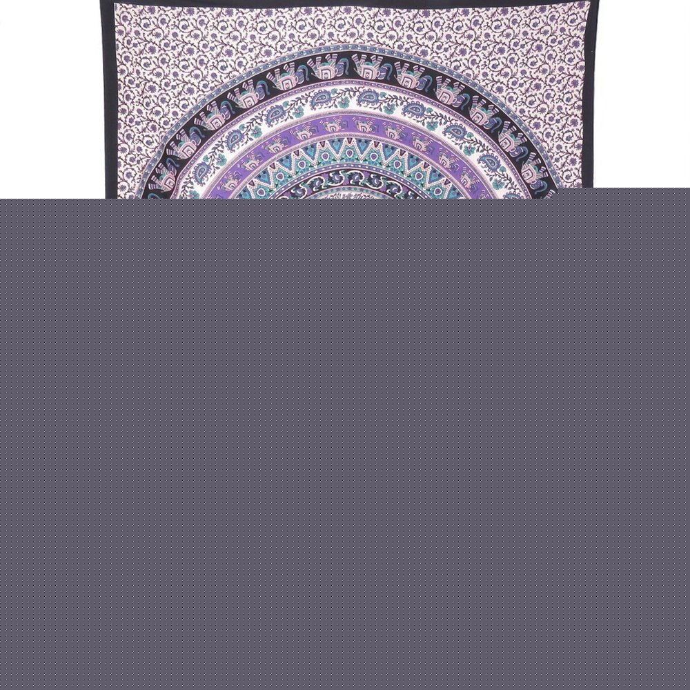 92" X 84" Purple Black And White Mandala Cotton Hanging Tapestry