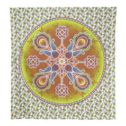 88" X 84" Green White And Yellow Floral Cotton Hanging Tapestry