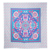 88" X 84" Blue Red And White Floral Cotton Hanging Tapestry