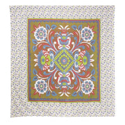 88" X 84" Green Red And White Floral Cotton Hanging Tapestry