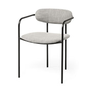 Set of Two Gray and Black Fabric Dining Arm Chairs