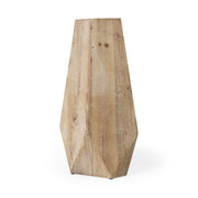 19" Natural Geometric Cylinder Solid Wood Table Vase