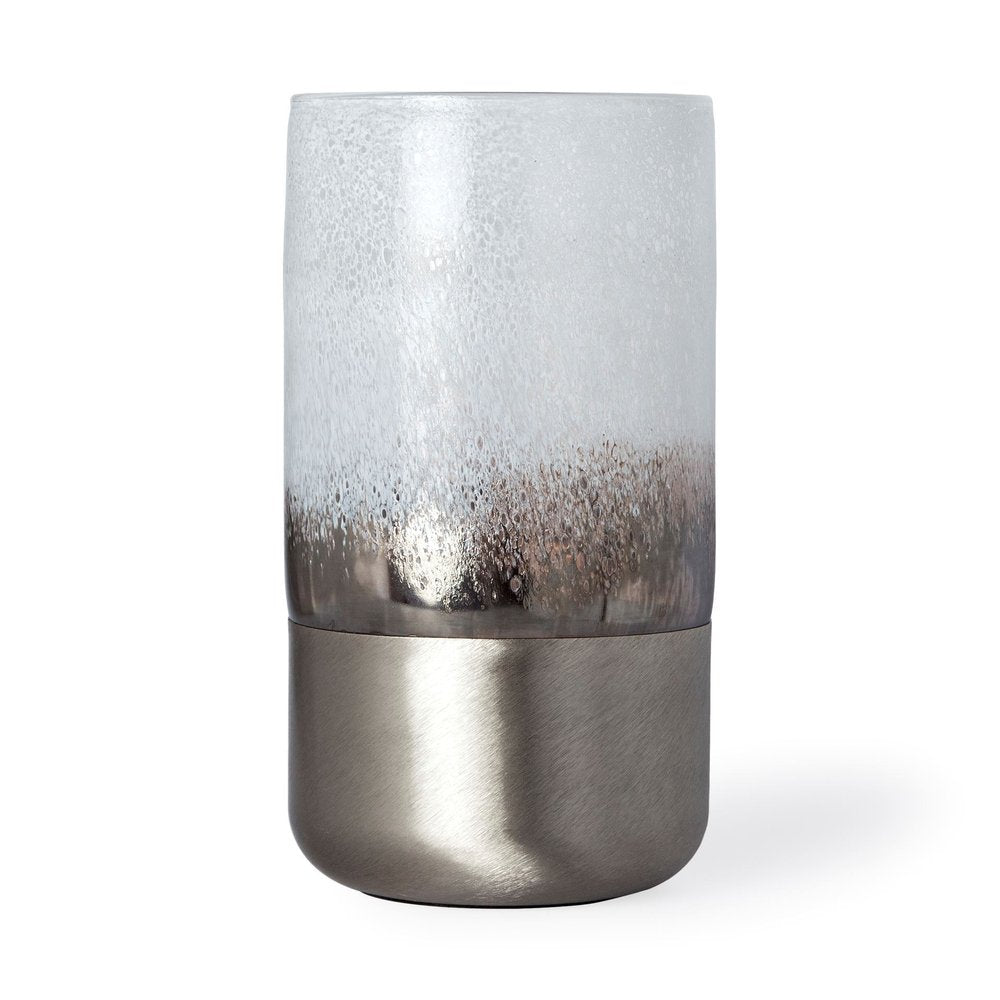 12" White Abstract Crystal Glass Cylinder Table Vase