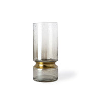 11" Gold Abstract Cylinder Crystal Glass Table Vase