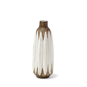 14" Brown And White Abstract Cylinder Ceramic Table Vase