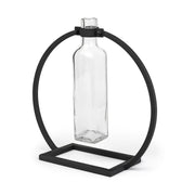 10" Black Abstract Cylinder Metal Table Vase