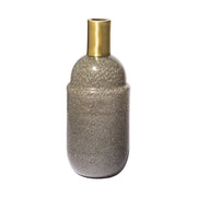 12" Brown Abstract Cylinder Crystal Glass Table Vase