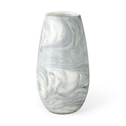 12" Gray And White Abstract Cylinder Crystal Glass Table Vase