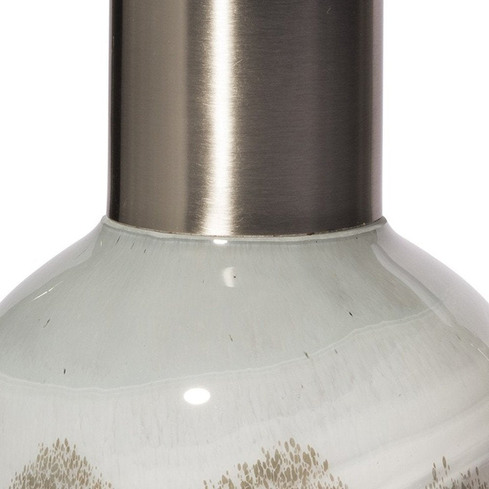 13" Bronze And White Ombre Glass Cylinder Table Vase
