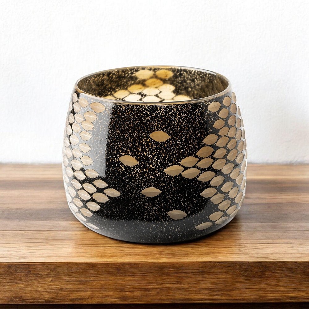 6" Gold Abstract Cylinder Crystal Glass Table Vase