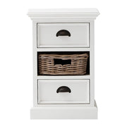 24" White Solid Wood Two Drawer Nightstand