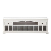 71" White Solid Console Table With Shelves And Drawers