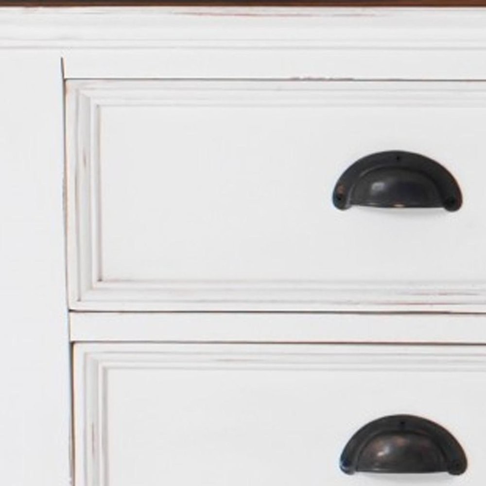 71" Brown And White Solid Wood Cabinet_Enclosed storage TV Stand