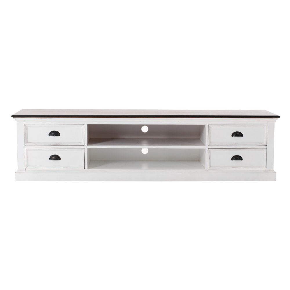 71" Brown And White Solid Wood Cabinet_Enclosed storage TV Stand