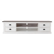 71" Brown And White Solid Wood Cabinet_Enclosed storage TV Stand