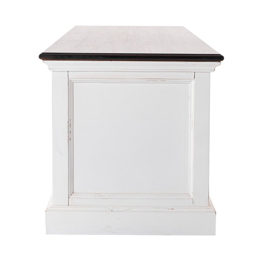 71" Brown And White Solid Wood Cabinet_Enclosed storage TV Stand