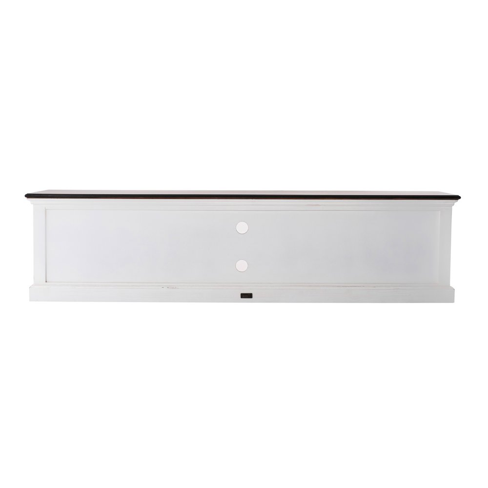 71" Brown And White Solid Wood Cabinet_Enclosed storage TV Stand