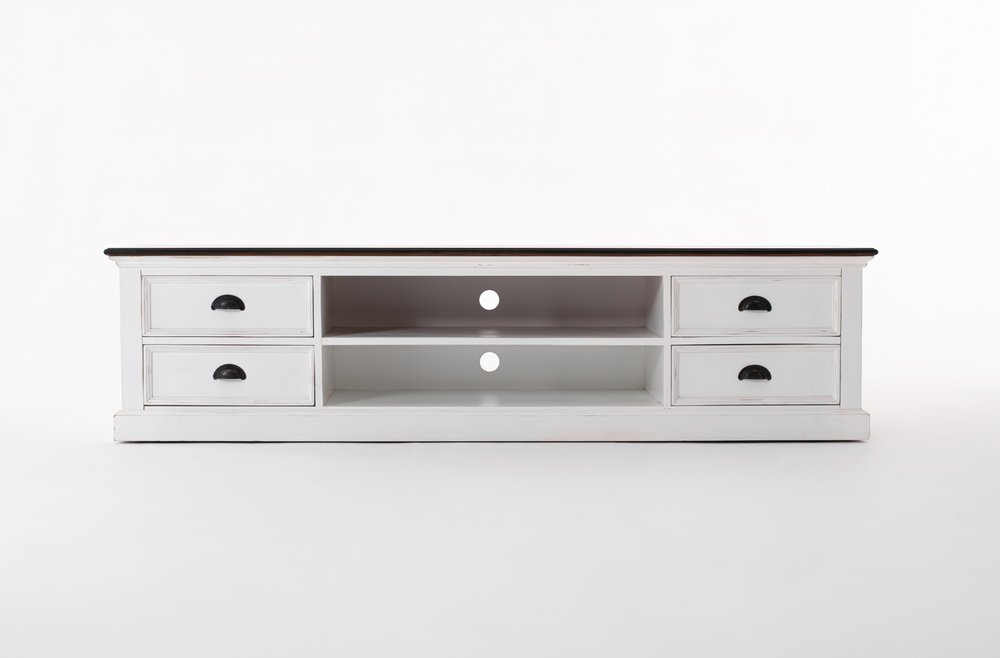 71" Brown And White Solid Wood Cabinet_Enclosed storage TV Stand