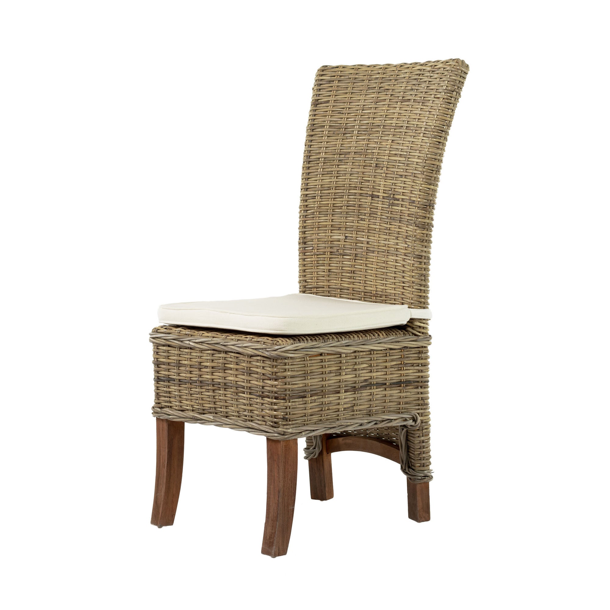 Set of Two Cream and Natural Dining Parsons Chairs