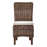 Set of Two Cream and Brown Dining Parsons Chairs