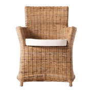 Set of Two Cream And Natural Rattan Dining Arm Chairs