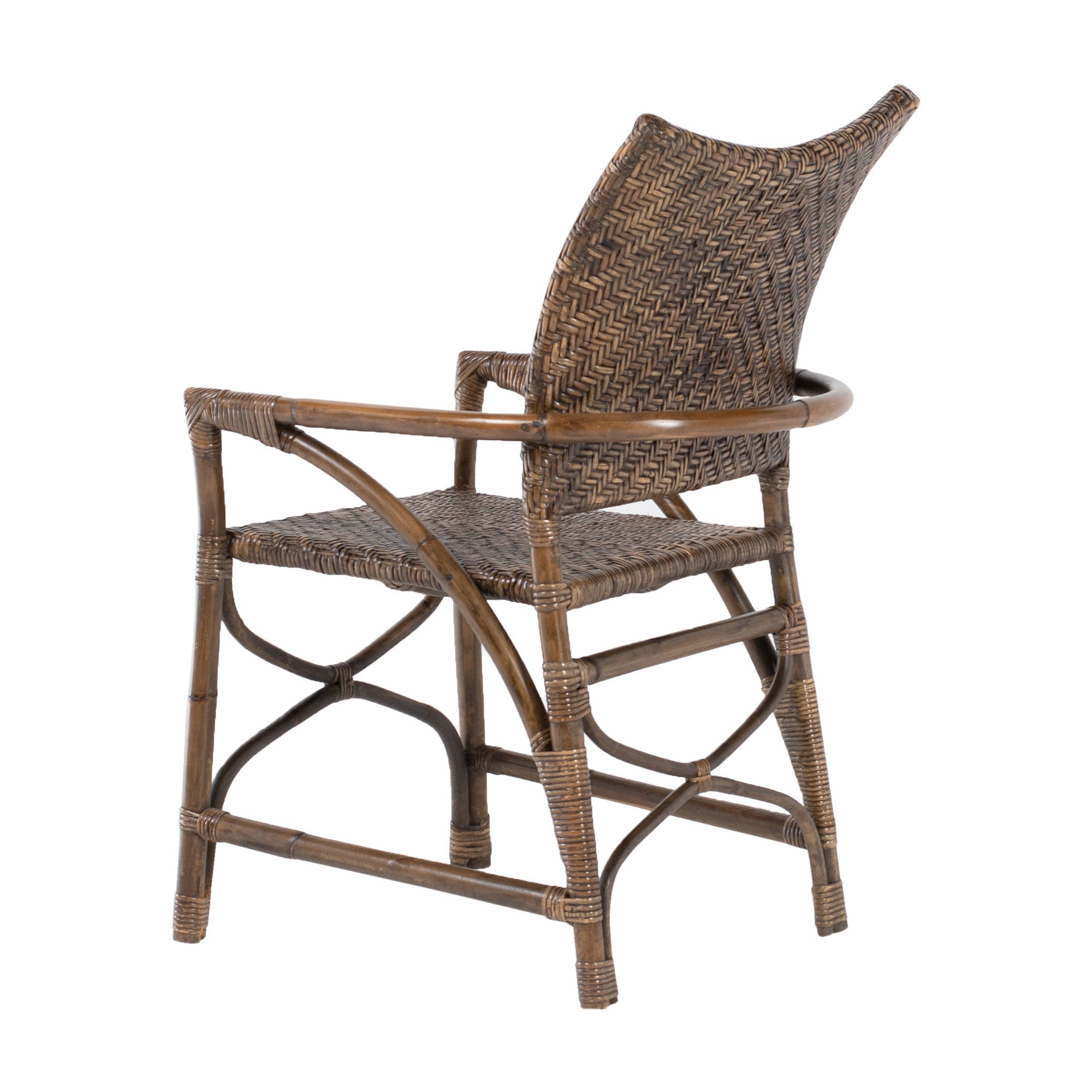 Set of Two Brown Open Back Dining Arm Chairs