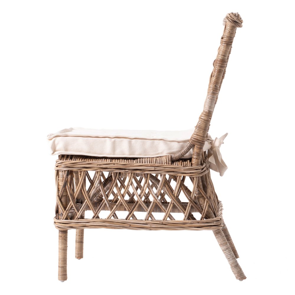 Set of Two Cream Woven Rattan Outdoor Accent Chairs