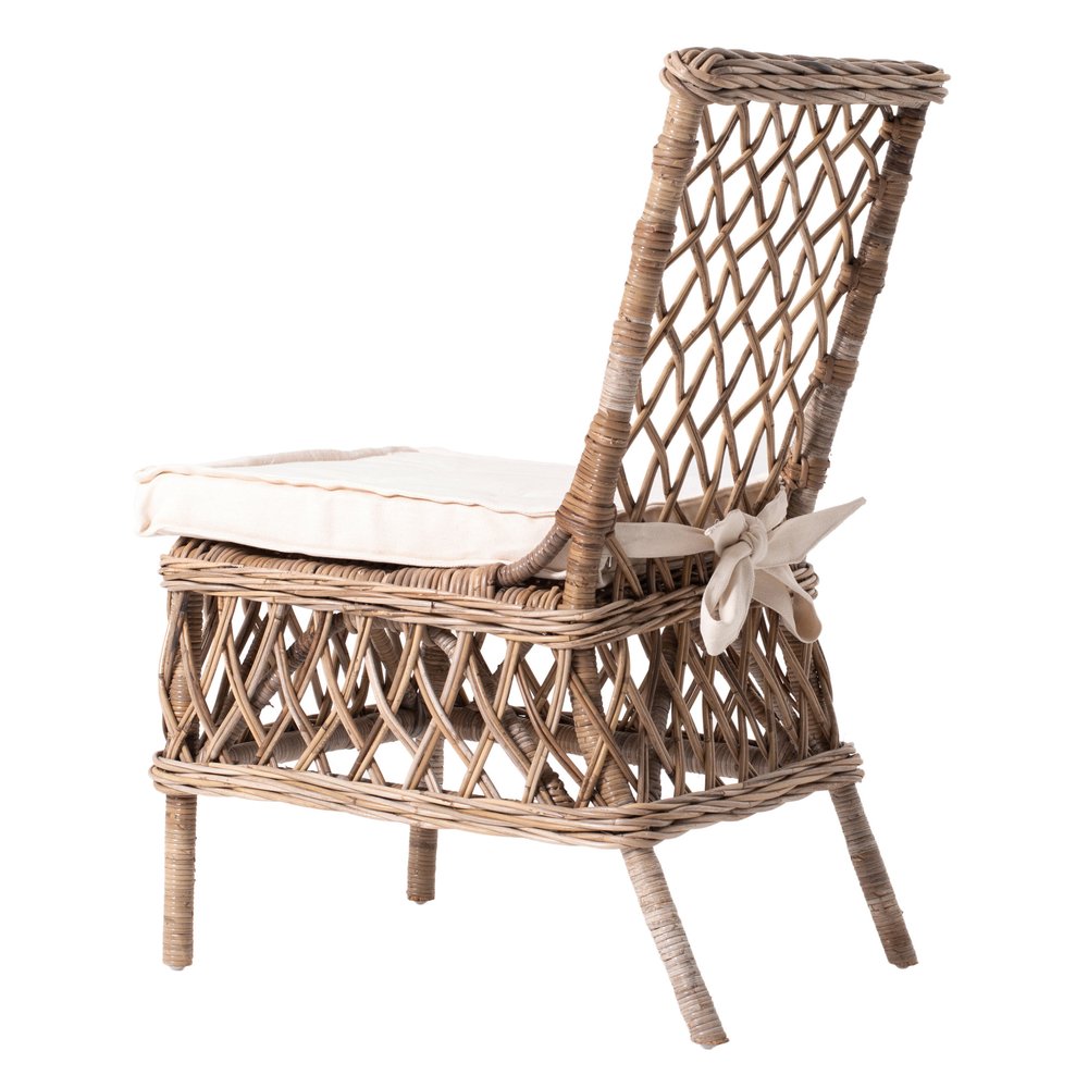 Set of Two Cream Woven Rattan Outdoor Accent Chairs