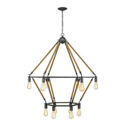 Brown and Black Twelve Light Metal Dimmable Chandelier